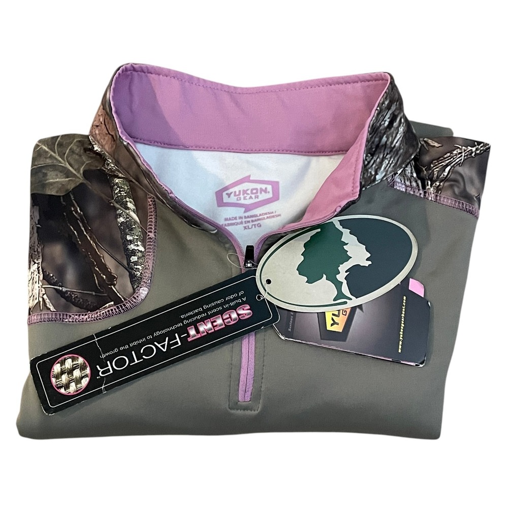 Women's XL Mossy Oak YUKON Gear 1/4 Zip Baselayer Camo/Pink Hunting Jacket NWT